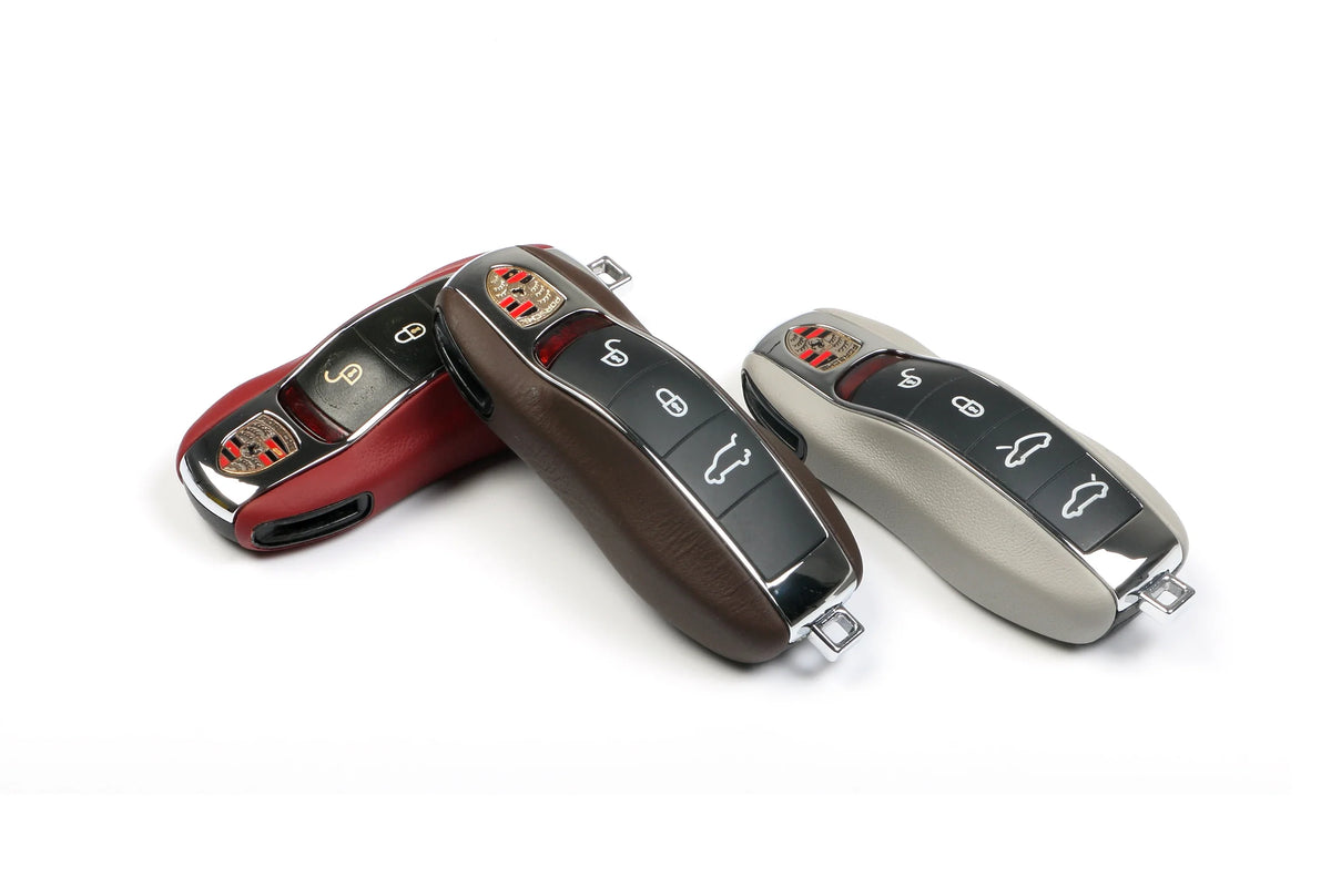 Coque de clé en cuir pour clé Porsche 3 boutons
