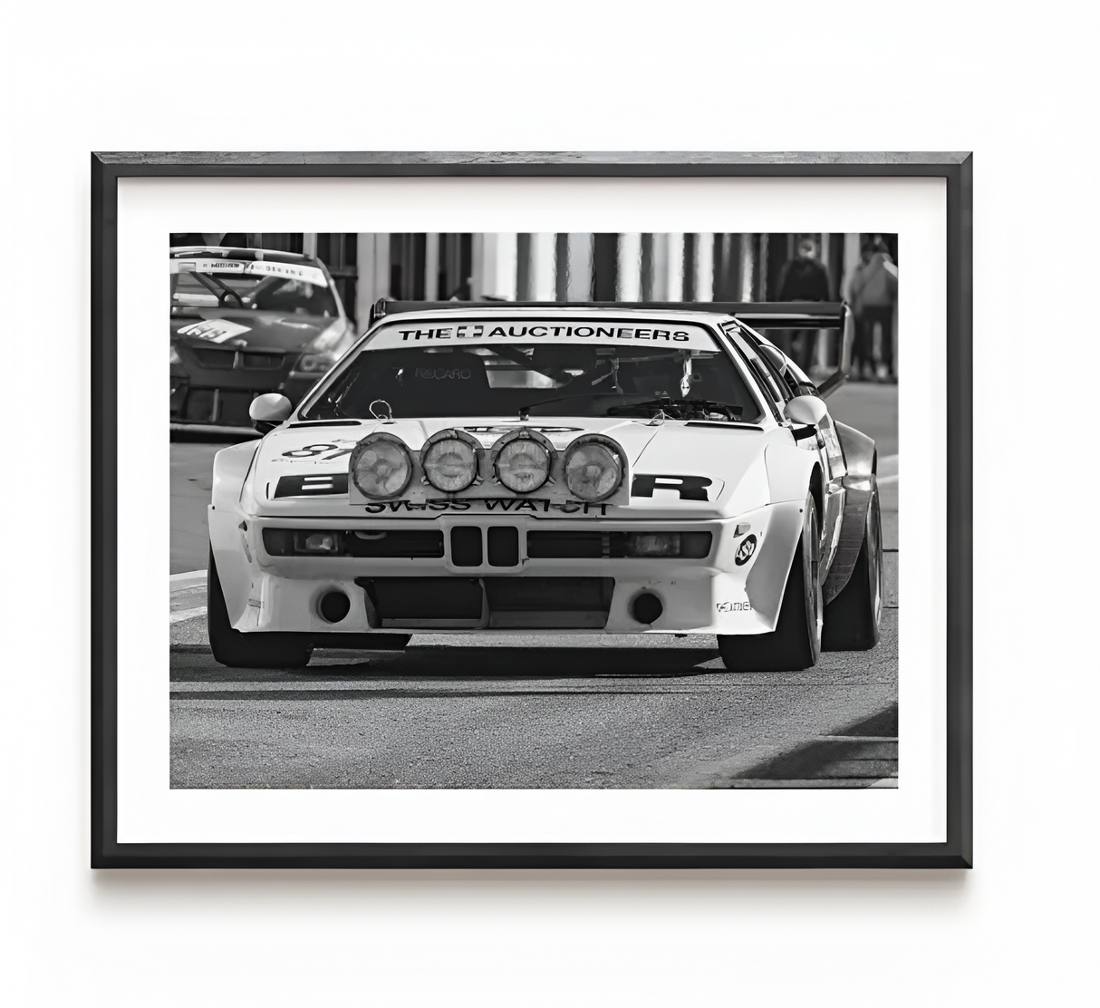 Affiche noir et blanc vintage voiture ancienne BMW M1 Procar