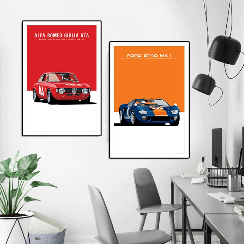 Affiche voiture Alfa Romeo Giulia GTA Poster en toile