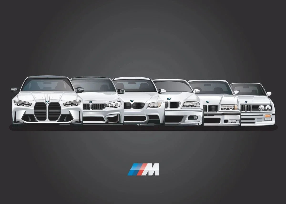 Affiche voiture Générations BMW M3 Motorsport Poster voiture en toile