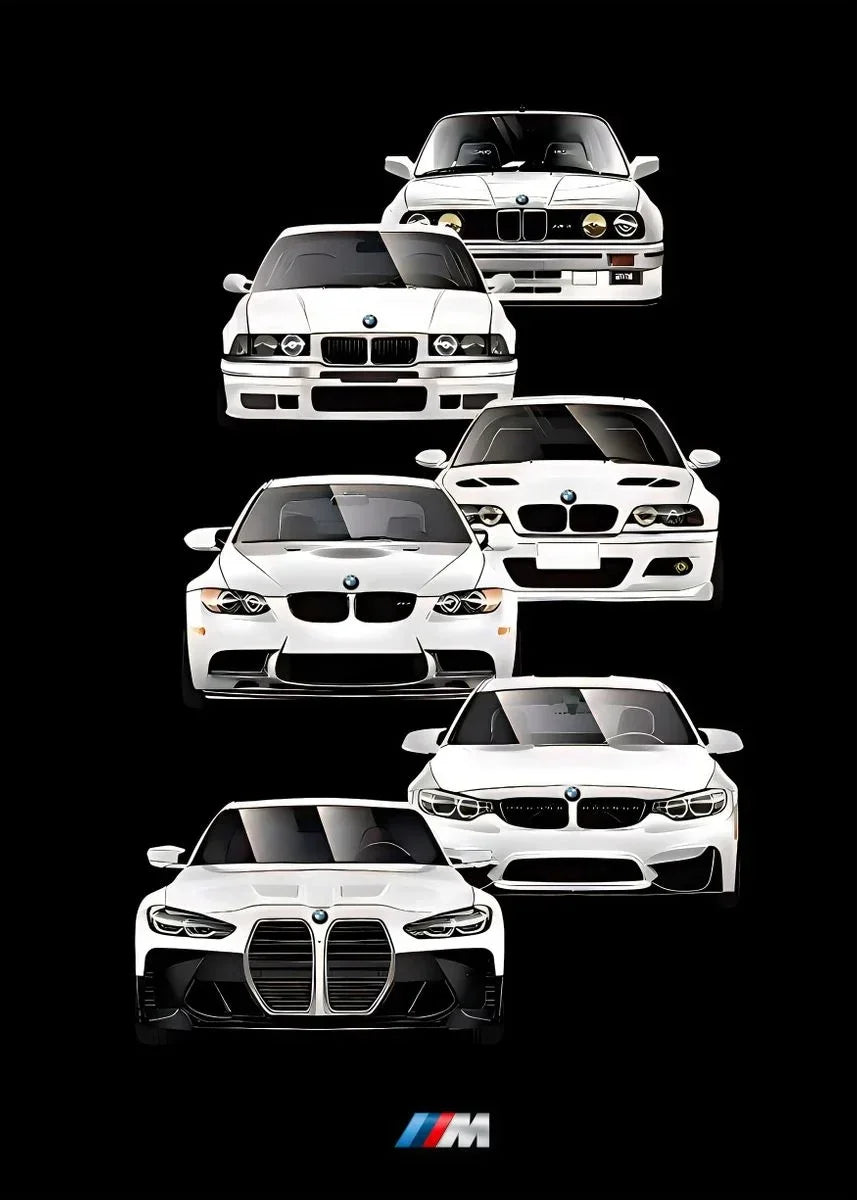 Affiche voiture Générations BMW M3 Motorsport Poster voiture en toile