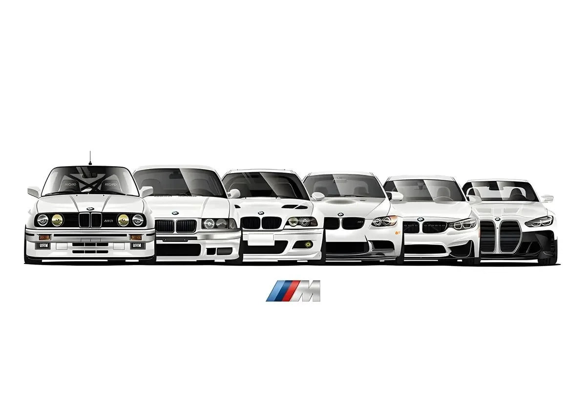 Affiche voiture Générations BMW M3 Motorsport Poster voiture en toile