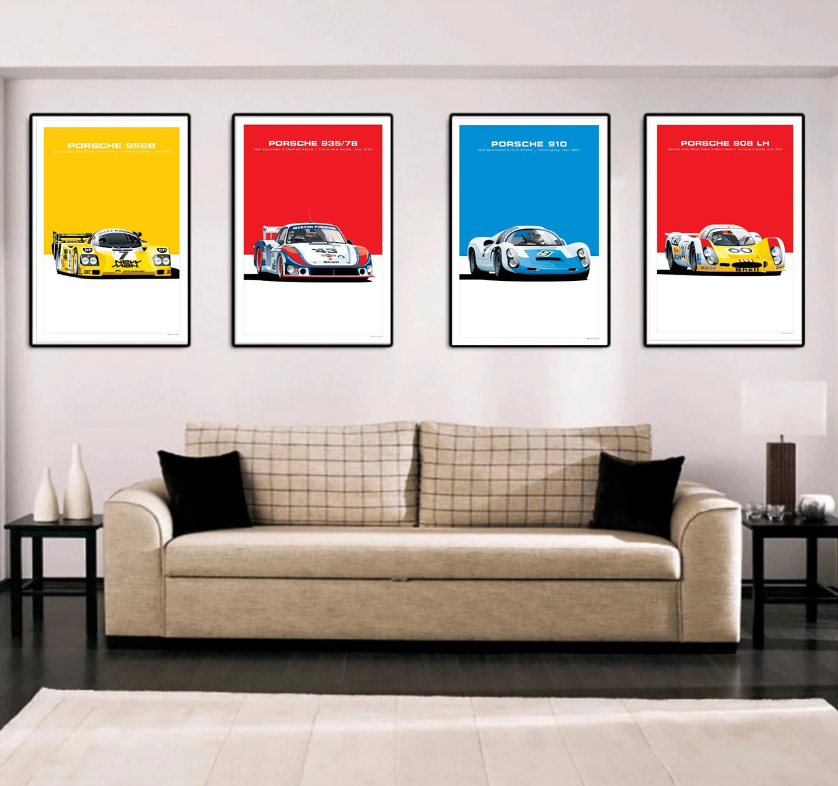 Affiche voiture Porsche 917 908 935 956 Poster en toile Endurance 24h du Mans Classic