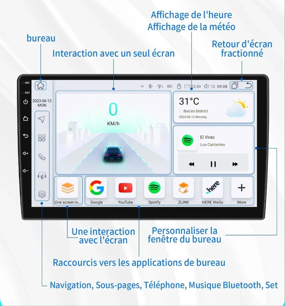 Autoradio connecté Android Auto et Apple CarPlay pour Volkswagen Polo 5 6R (2009 à 2013)