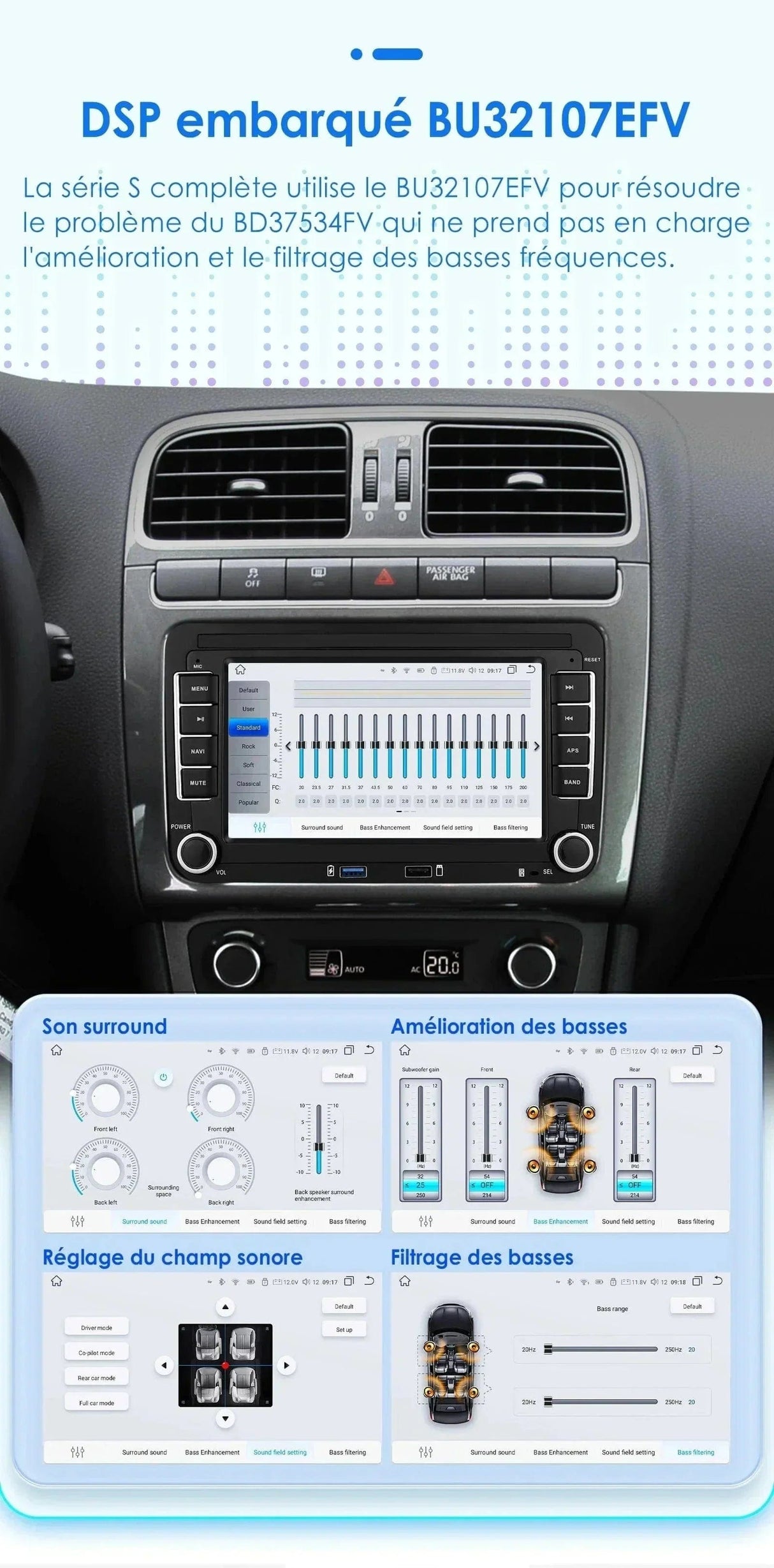 Autoradio connecté Android Auto et Apple CarPlay pour Volkswagen VW Passat (2005 à 2013)