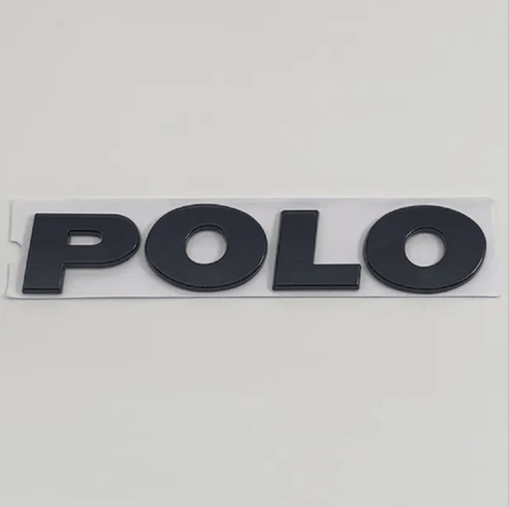 Ancien design / Noir mat Badge de coffre lettres noires VW POLO