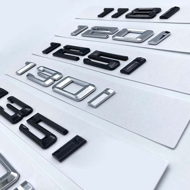 Badges de coffre Lettrage Noirs BMW Série 1 E81 F20 116i 116d 118i 118d 120i 120d 125i 128i 130i 135i 140i