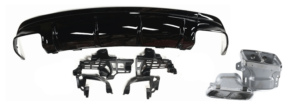 Diffuseur et sorties d'échappement pare-choc arrière look 45 AMG pour Mercedes CLA W117 (2013 - 2018)