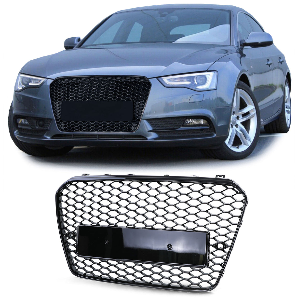 Grille de calandre noire nid d'abeille type RS5 pour Audi A5 B8 (2007 - 2017)