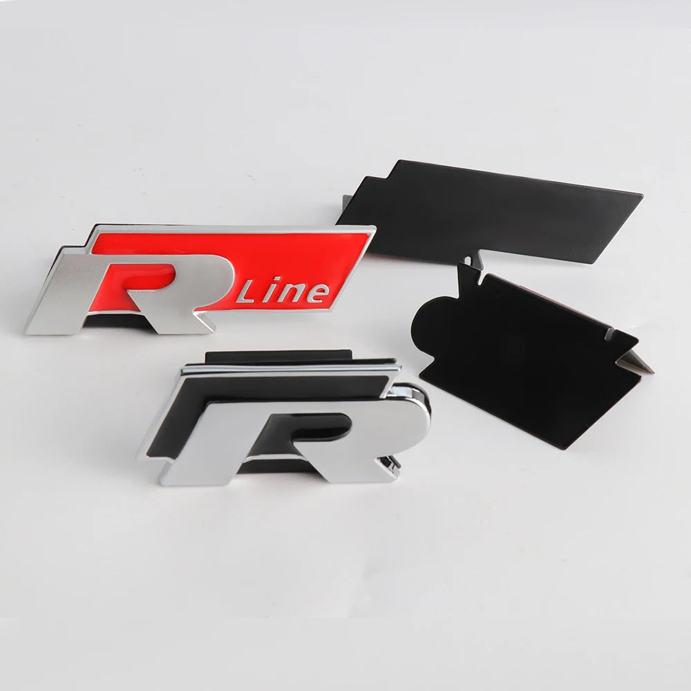 Logo R de calandre pour VW Polo Passat Golf Tiguan T-Roc Touareg R - Noir ou Rouge