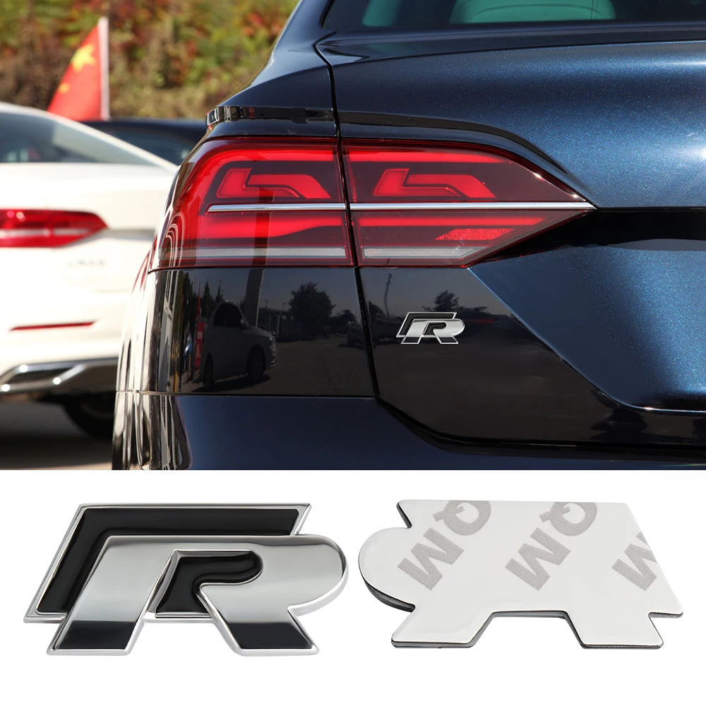 Logo de coffre R pour VW Polo Passat Golf Tiguan T-Roc Touareg R - Noir ou Rouge