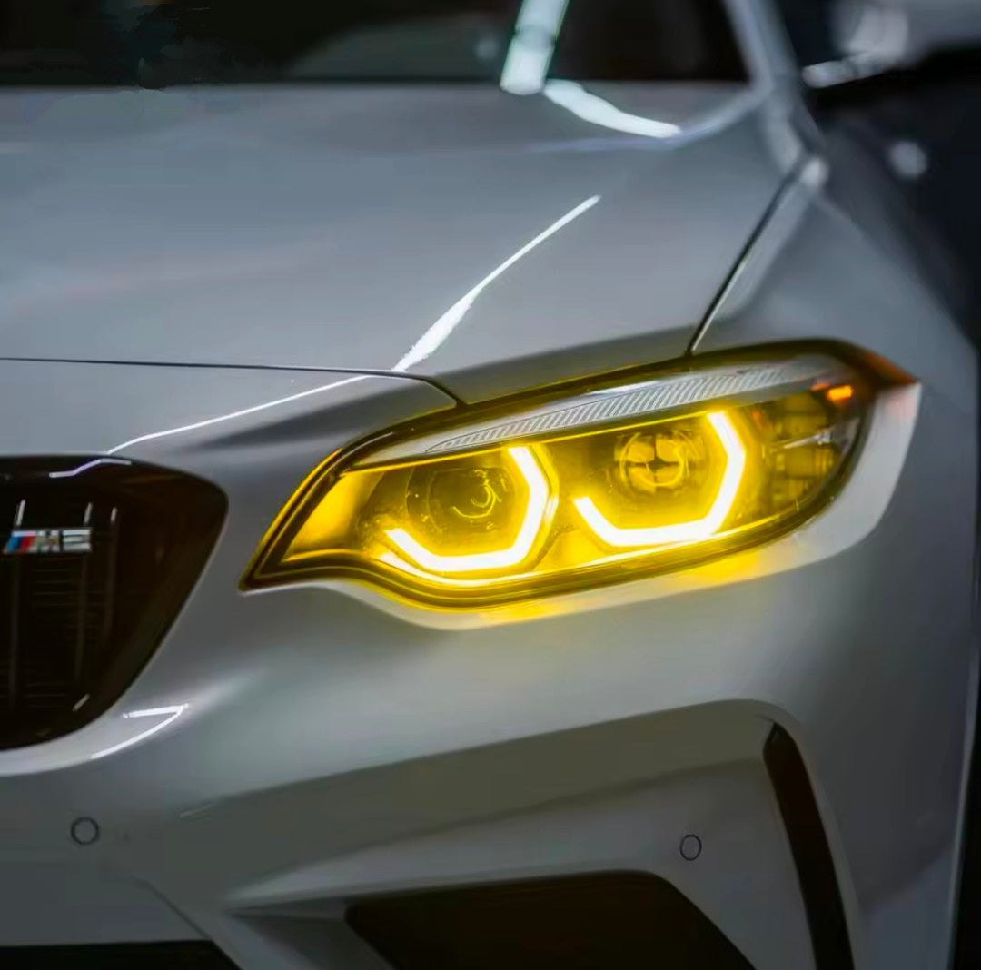 Modules LED DRL Jaunes look CSL Angel Eyes pour BMW Série 2 F22 / M2 F87 (2014 à 2021)