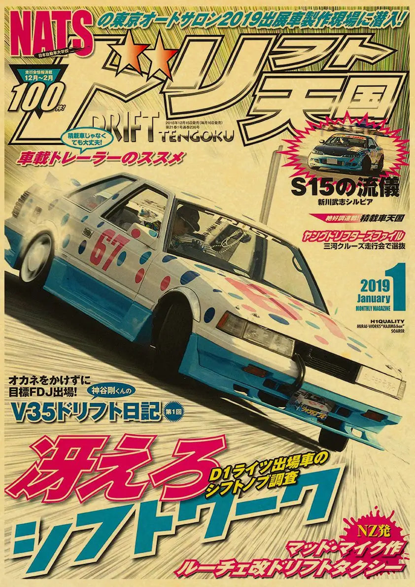 Poster de voiture retro Affiche vintage JDM Drift