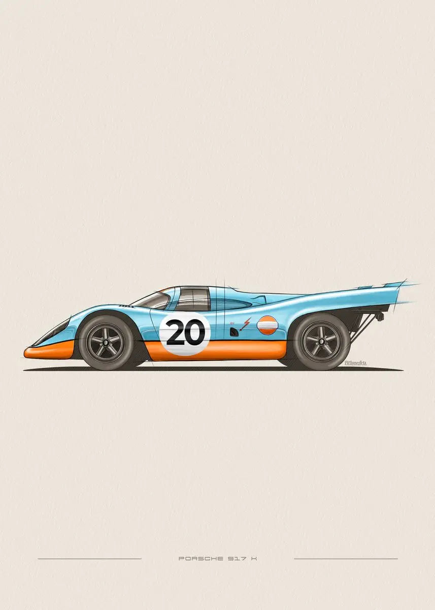 Poster voiture de course vintage F1 et 24 Heures du Mans