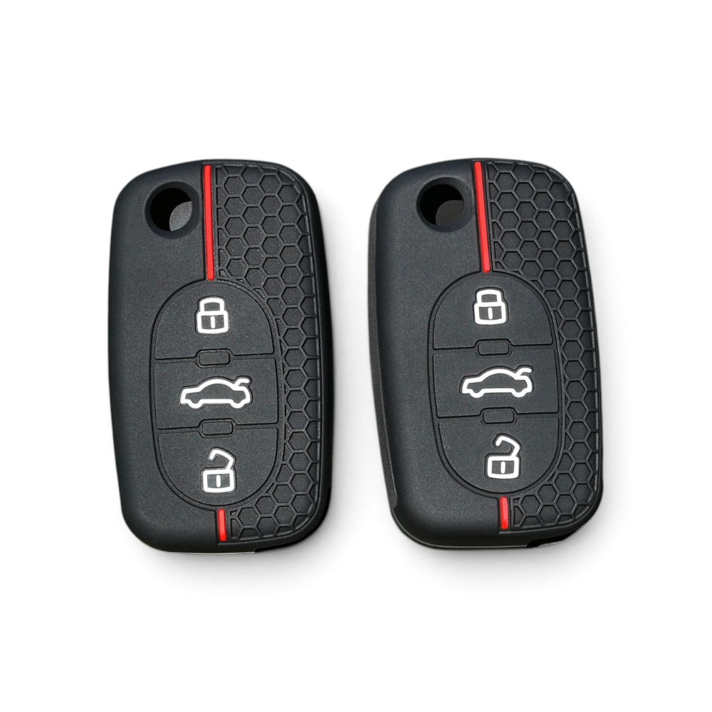 Coque de clé Audi en silicone avec porte-clés