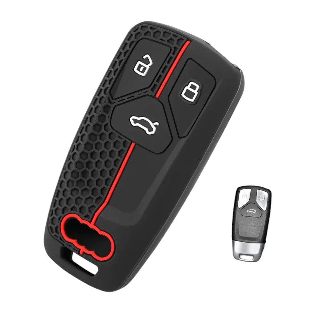 Coque de clé Audi en silicone avec porte-clés
