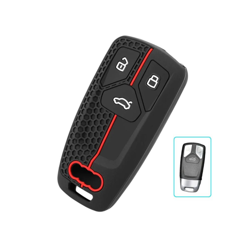 Coque de clé Audi en silicone avec porte-clés