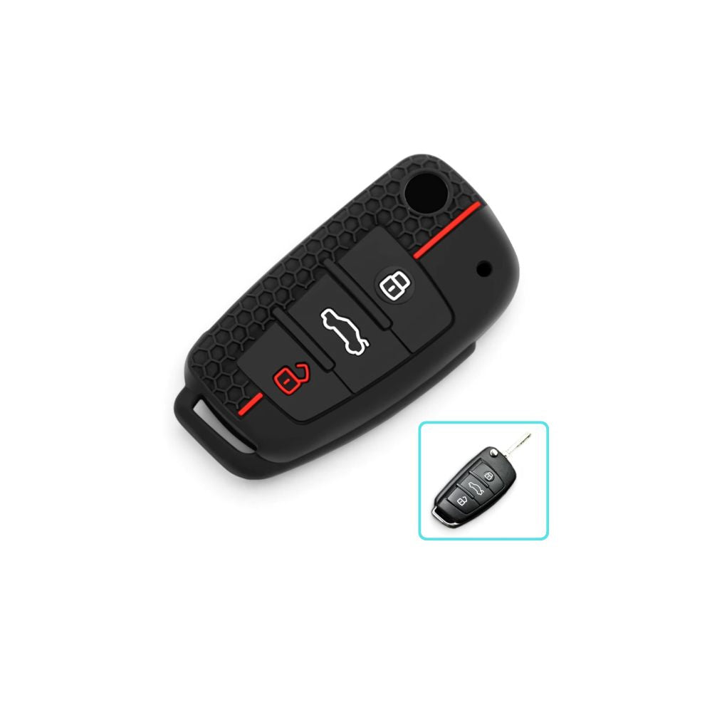 Coque de clé Audi en silicone avec porte-clés