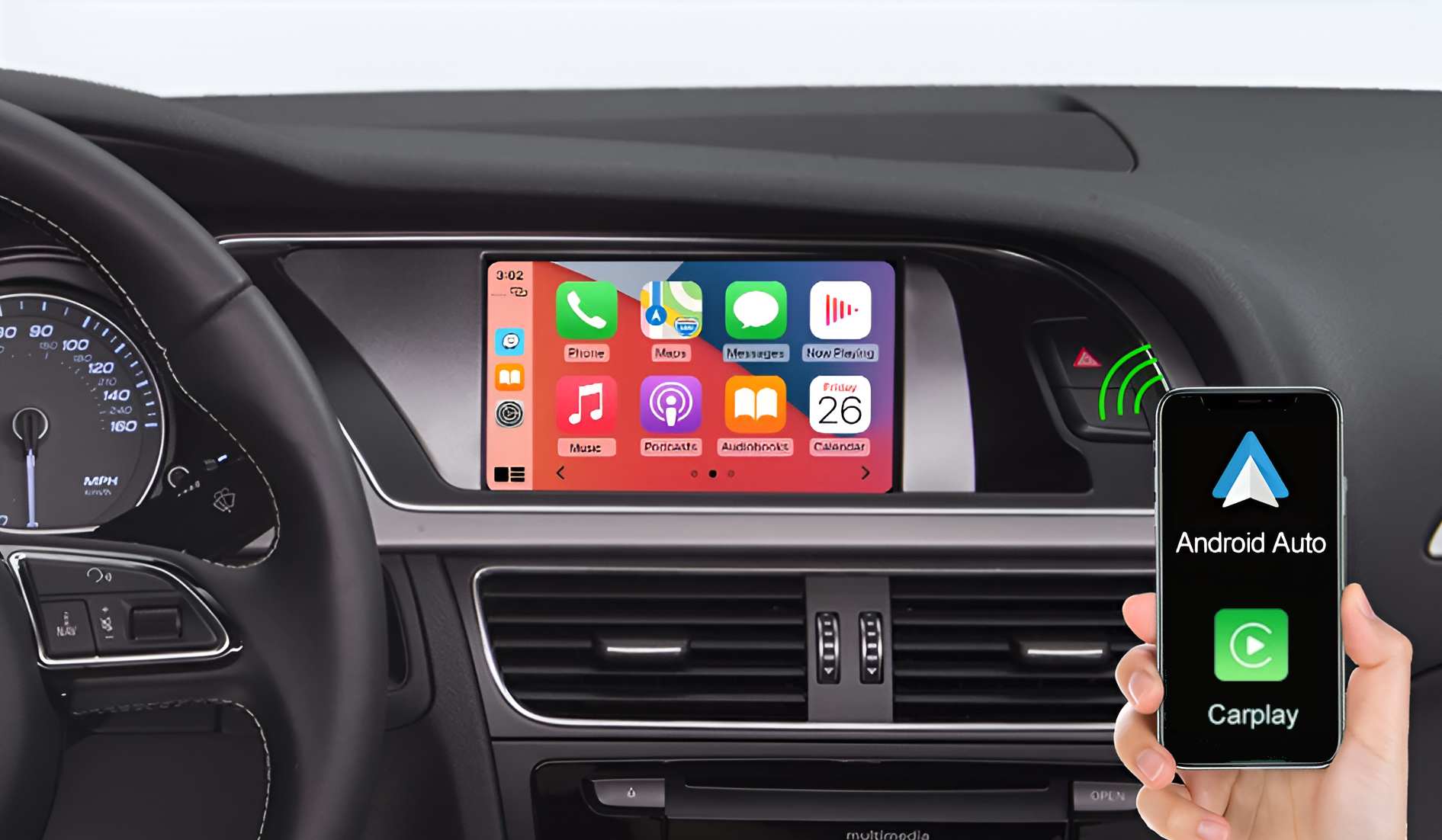 Autoradio connecté Boitier Android Auto et Apple CarPlay pour Audi A4 — free download