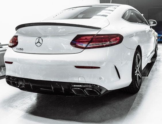 Diffuseur et sorties d'échappement pare-choc arrière look 63 AMG pour Mercedes Classe C W205 (2014 à 2021)