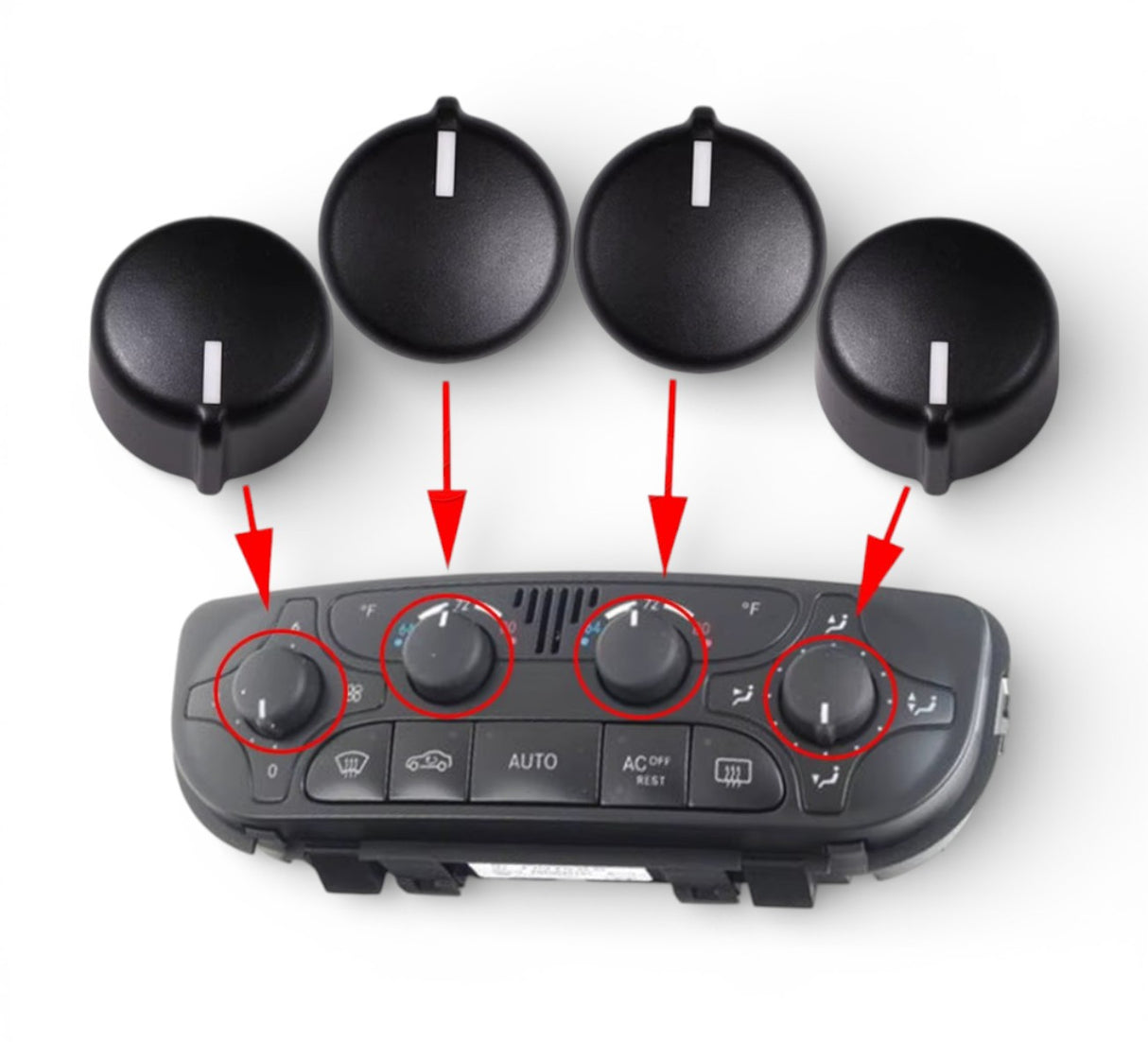 Boutons de climatisation pour Mercedes Classe C W203 - 2000 à 2007