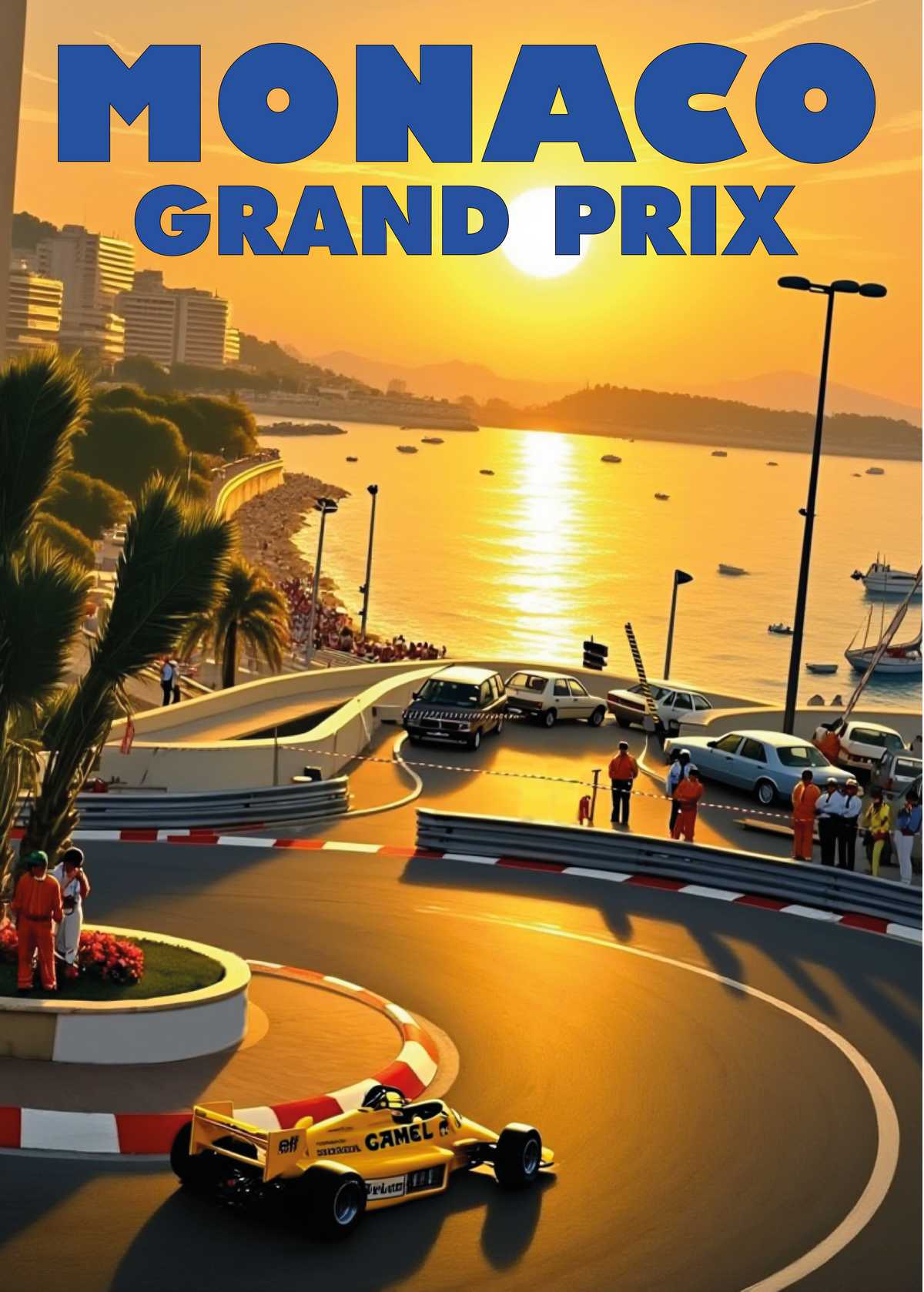 Vintage Formula 1 Monaco Motor Racing Poster, 1980s