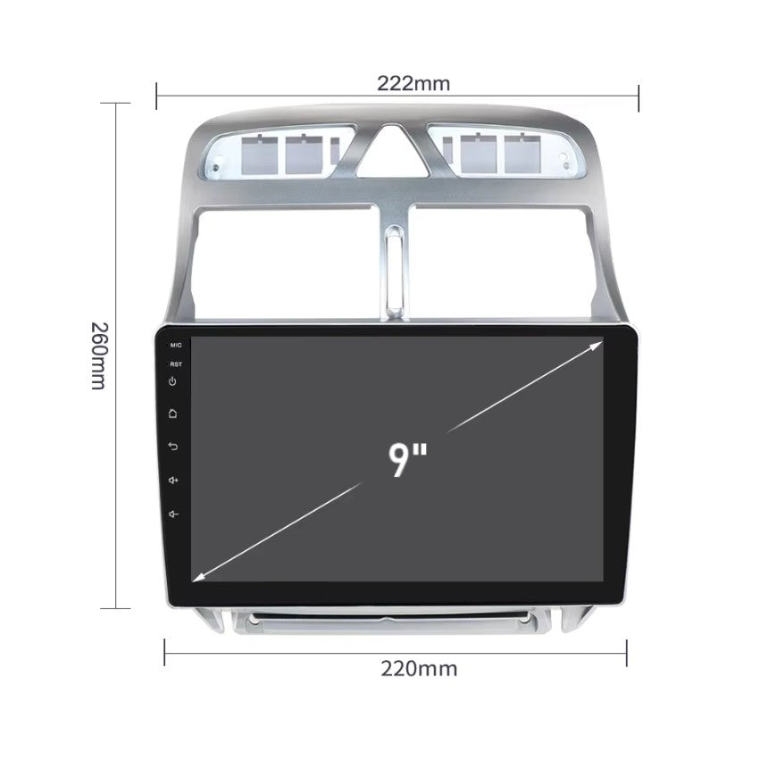 Autoradio Apple Carplay/AndroidAuto pour Peugeot 307 - 2001 à 2008