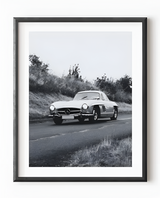 Affiche noir et blanc vintage voiture ancienne Mercedes 300 SL
