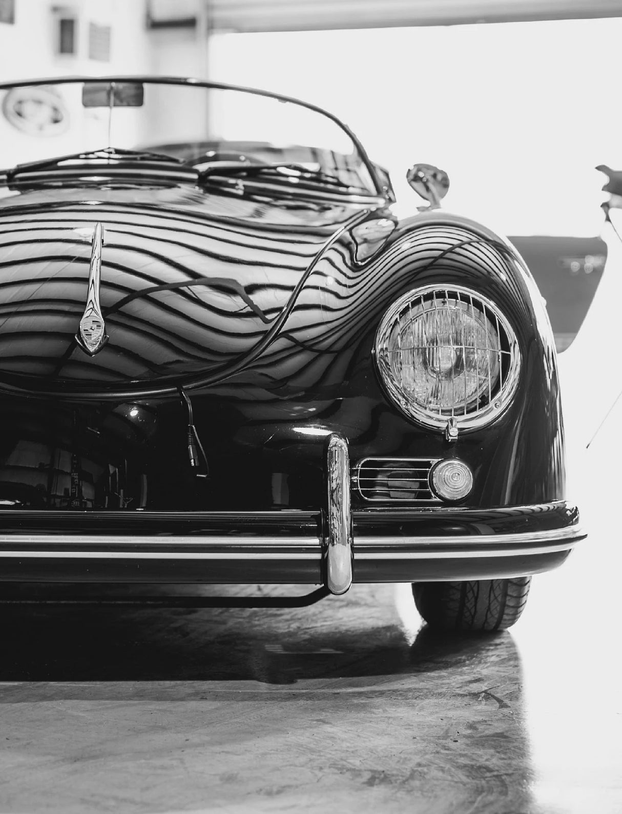 Affiche noir et blanc vintage voiture ancienne Porsche 911 et 356