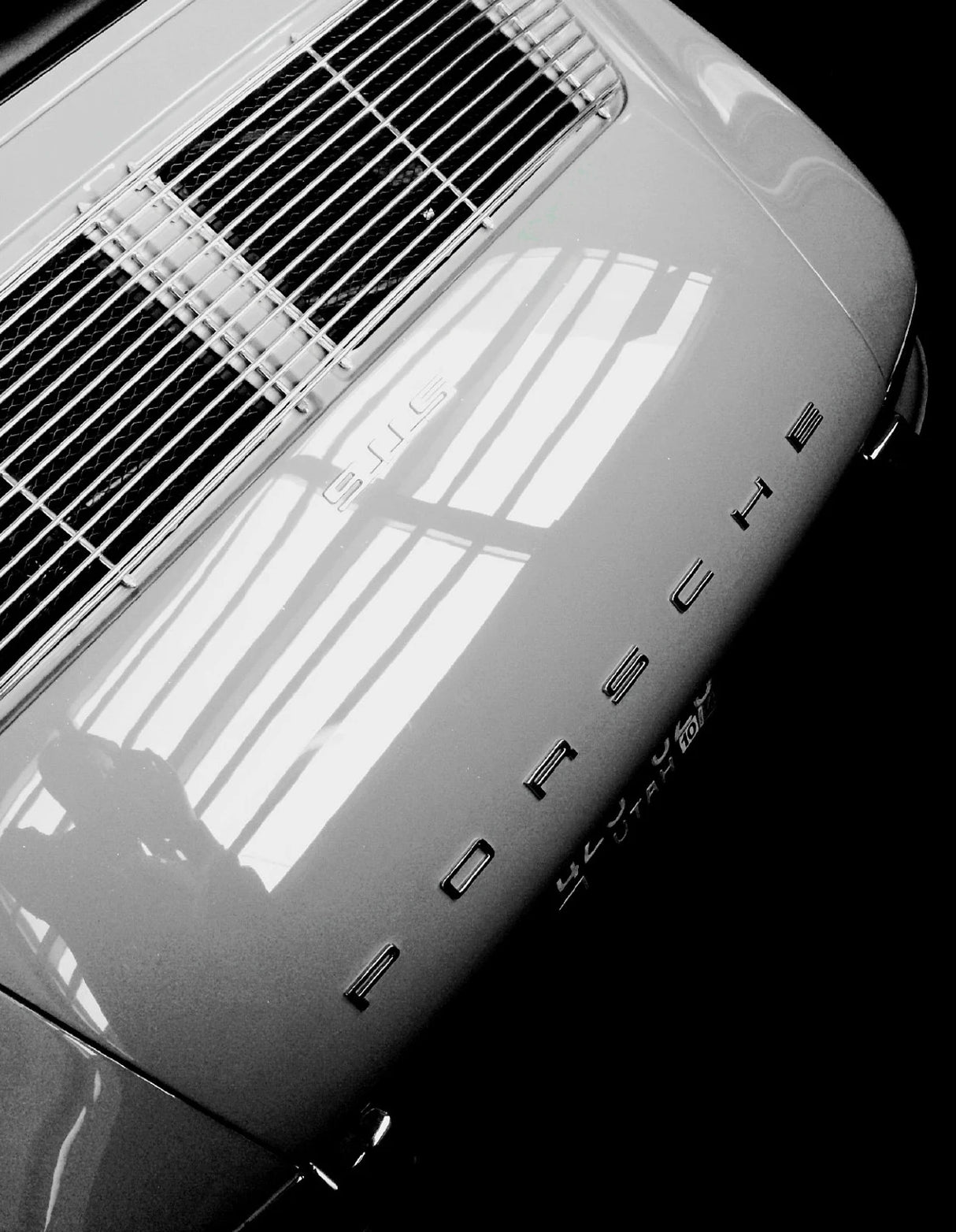 Affiche noir et blanc vintage voiture ancienne Porsche 911 et 356