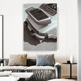 Affiche noir et blanc vintage voiture ancienne Porsche 911 et 356