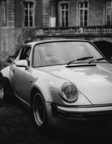 Affiche noir et blanc vintage voiture ancienne Porsche 911 et 356