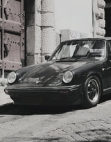Affiche noir et blanc vintage voiture ancienne Porsche 911 et 356