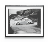 Affiche noir et blanc vintage voiture ancienne VW Coccinelle Beetle