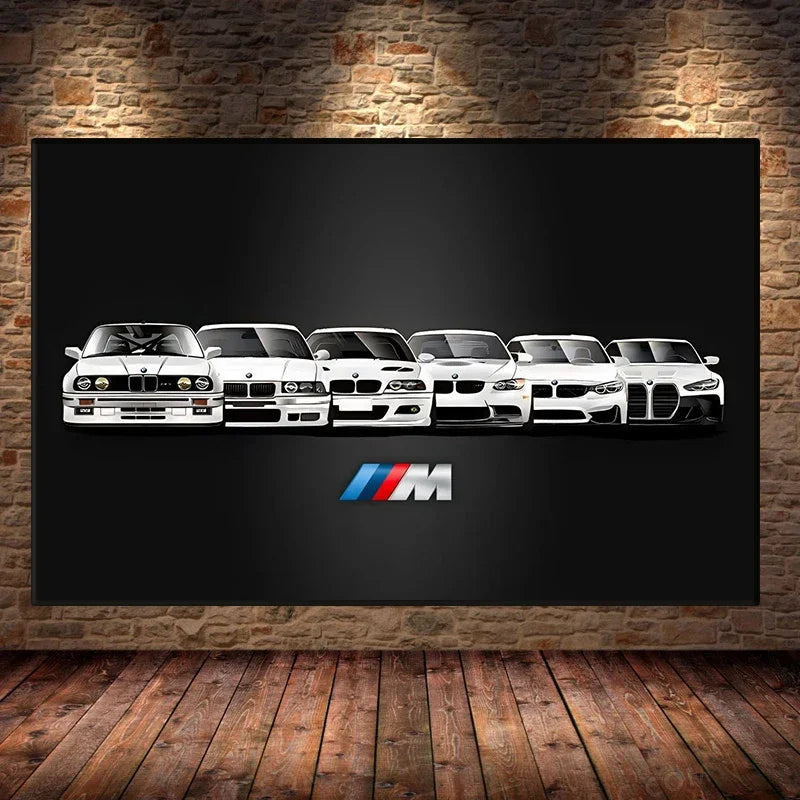 Affiche voiture Générations BMW M3 Motorsport Poster voiture en toile