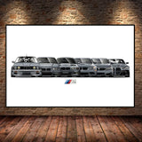 Affiche voiture Générations BMW M3 Motorsport Poster voiture en toile