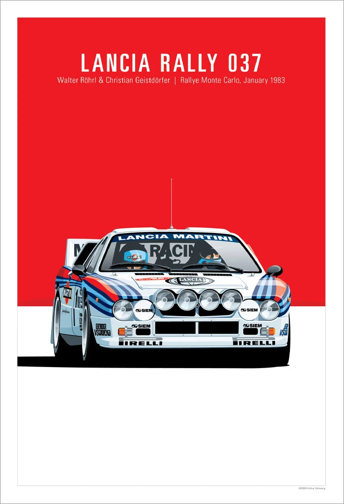 Affiche voiture Lancia 037 Groupe B Poster en toile Rallye Retro Vintage