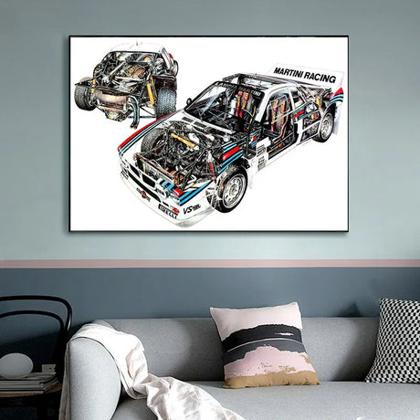 Affiche voiture Lancia 037 Groupe B Vue en coupe Poster voiture de course