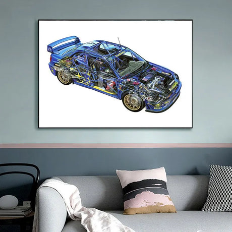 Affiche voiture Subaru Impreza WRC Vue en coupe Poster voiture de course