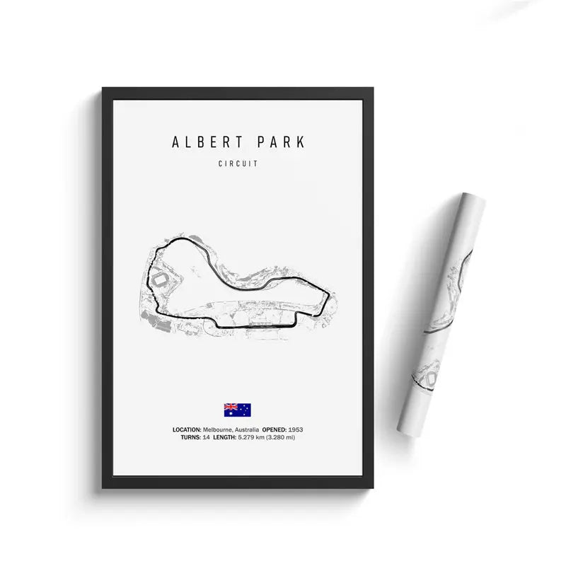 Affiches murales circuits de course automobile sur fond blanc