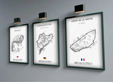 Affiches murales circuits de course automobile sur fond blanc