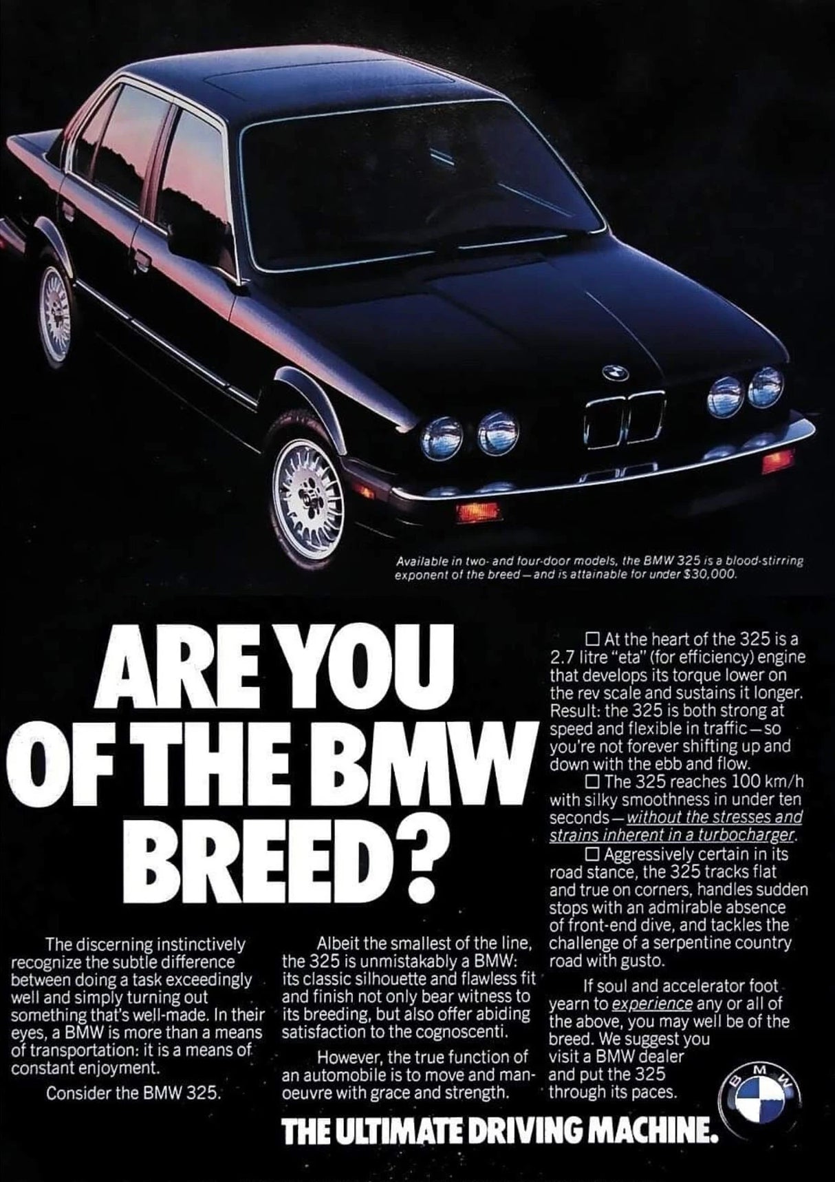 Affiches publicitaires vintage de voiture BMW