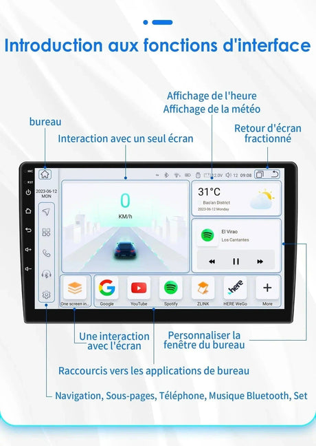 Autoradio connecté Android Auto et Apple CarPlay pour Volkswagen VW Passat (2005 à 2013)