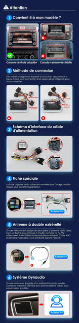 Autoradio connecté Android Auto et Apple CarPlay pour Volkswagen VW Touran (2003 à 2012)