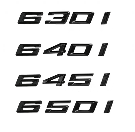 Badges de coffre Lettrage Noir BMW Série 6 Series 630i 640i 645i 650i E63 E64 F06 F12 F13 G32