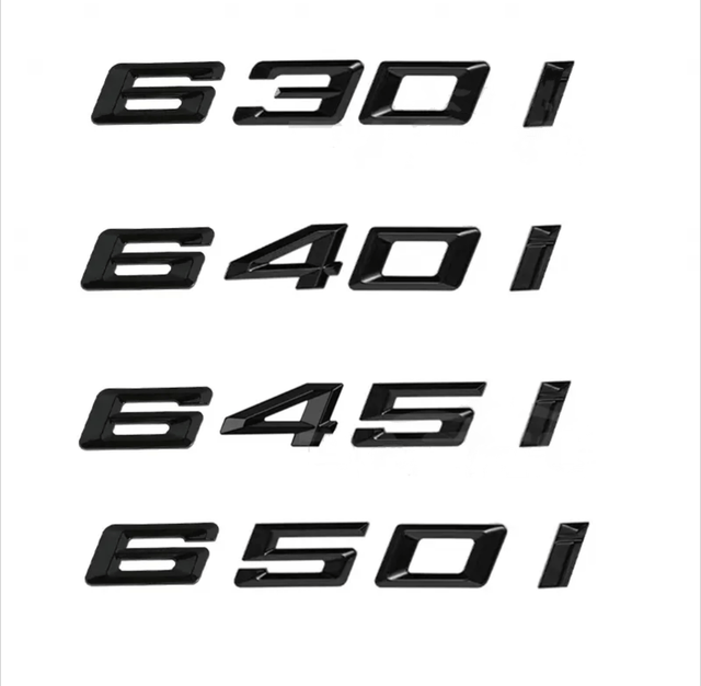 Badges de coffre Lettrage Noir BMW Série 6 Series 630i 640i 645i 650i E63 E64 F06 F12 F13 G32