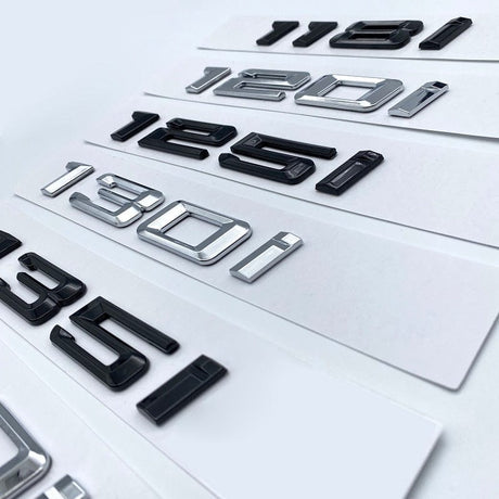 Badges de coffre Lettrage Noirs BMW Série 1 E81 F20 116i 116d 118i 118d 120i 120d 125i 128i 130i 135i 140i