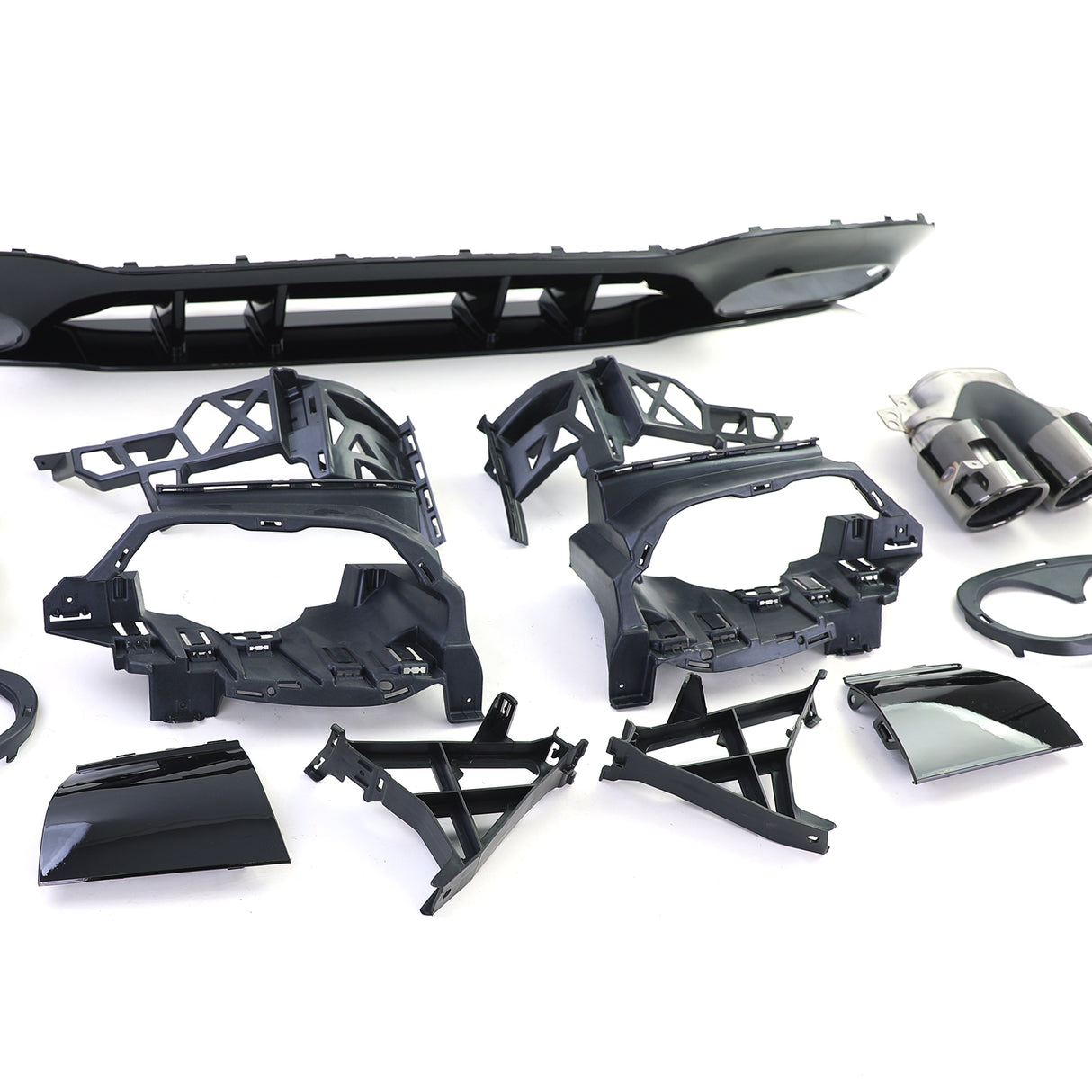 Diffuseur et sorties d'échappement look A45s AMG pare-choc arrière pour Mercedes Classe A W177 (2018 à 2023)