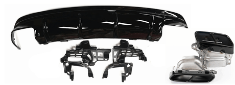 Diffuseur et sorties d'échappement pare-choc arrière look 45 AMG pour Mercedes CLA W117 (2013 - 2018)