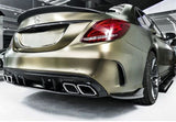 Diffuseur et sorties d'échappement pare-choc arrière look 63 AMG pour Mercedes Classe C Berline W205 (2014 à 2021)